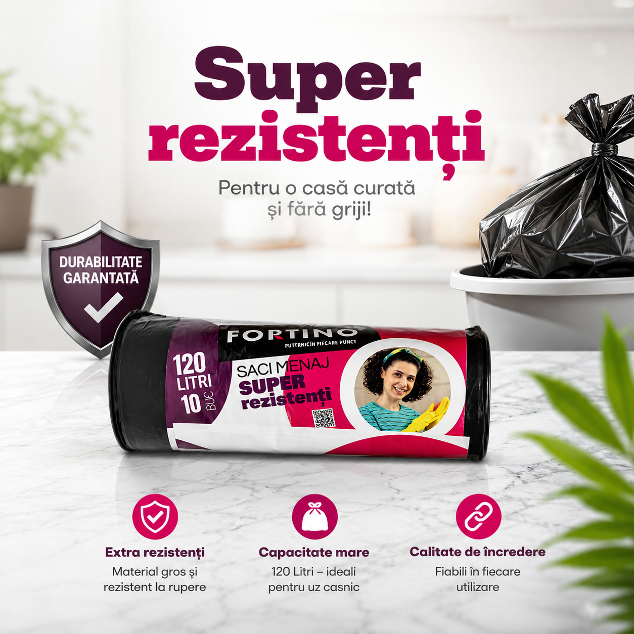 Fortino Saci Menajeri Super Rezistenți 120 L 10 Bucăți Negri [5]