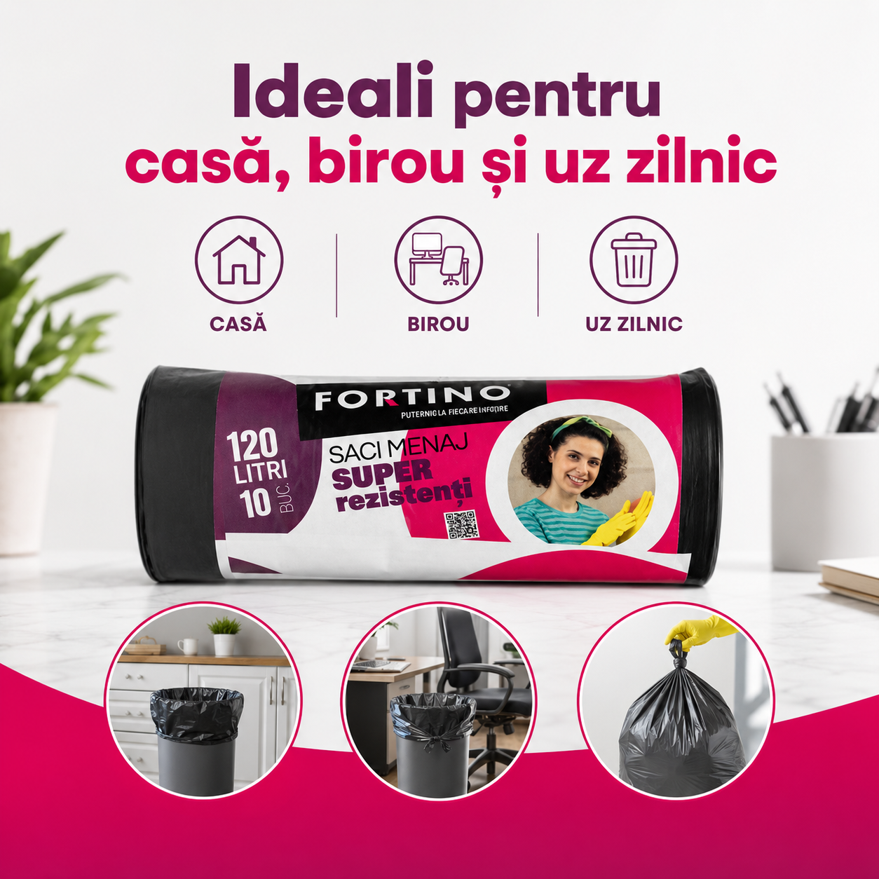 Fortino Saci Menajeri Super Rezistenți 120 L 10 Bucăți Negri [6]