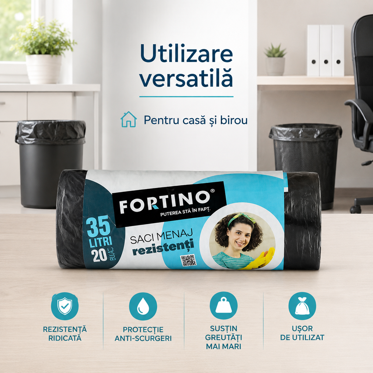 Fortino Saci Menajeri Rezistenți 35 L 20 Bucăți Negri [5]