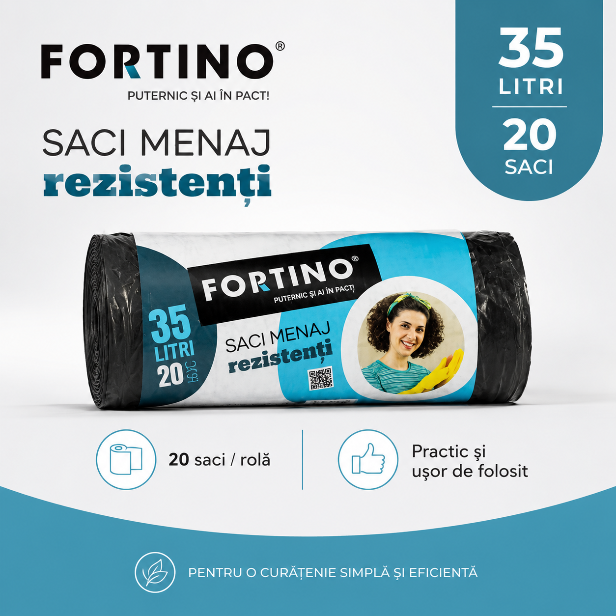Fortino Saci Menajeri Rezistenți 35 L 20 Bucăți Negri [4]