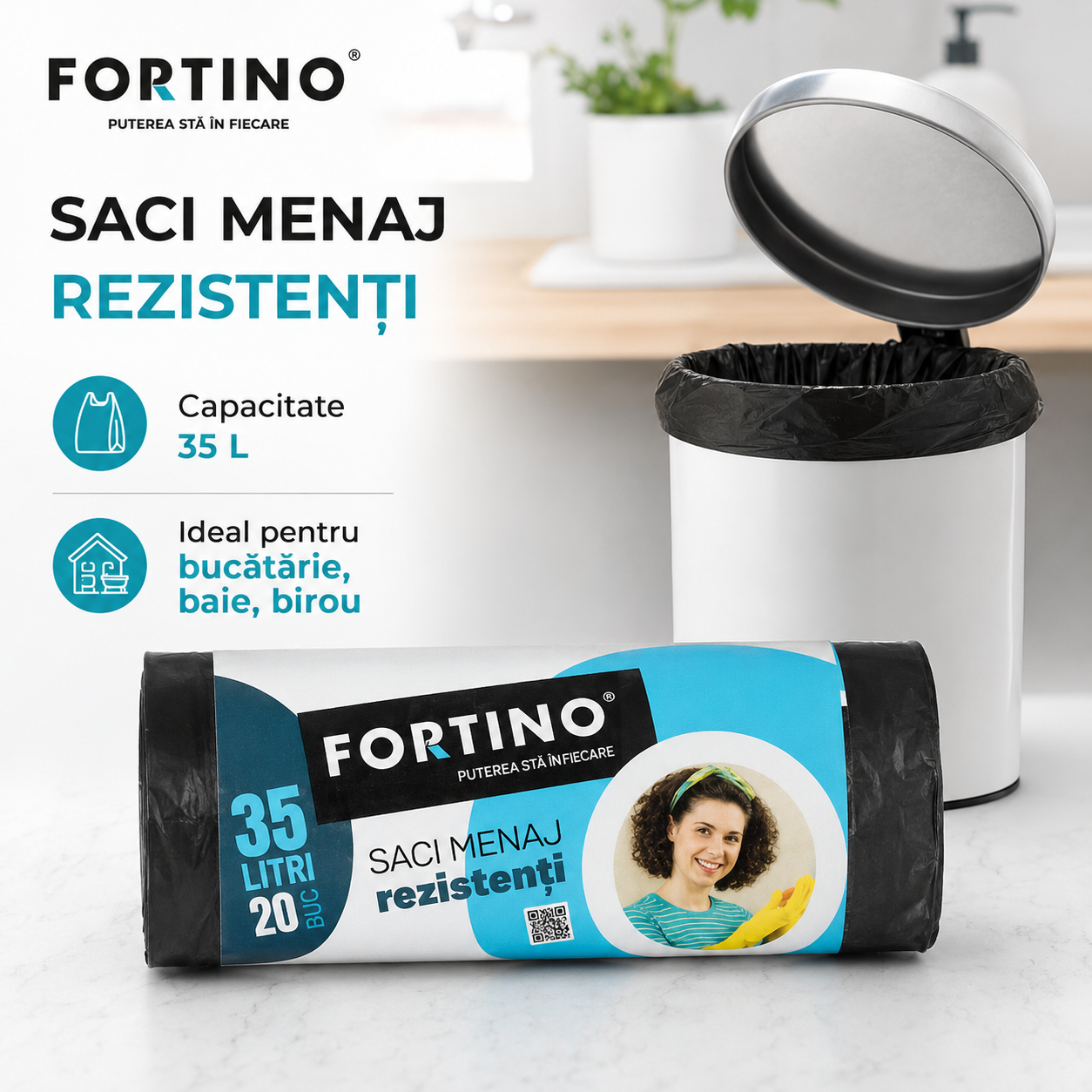 Fortino Saci Menajeri Rezistenți 35 L 20 Bucăți Negri [3]