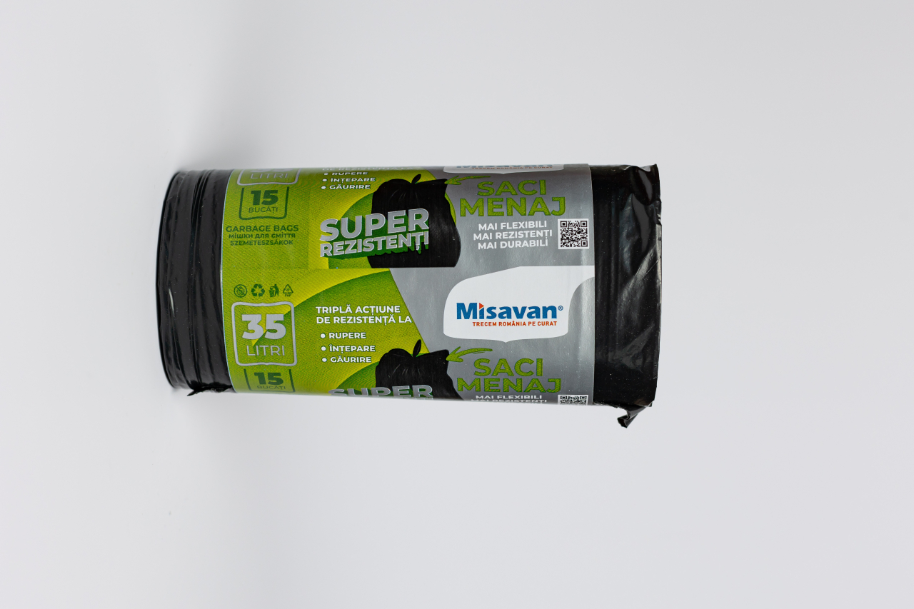 Saci menajeri Misavan 35l, 15 buc, negru [2]