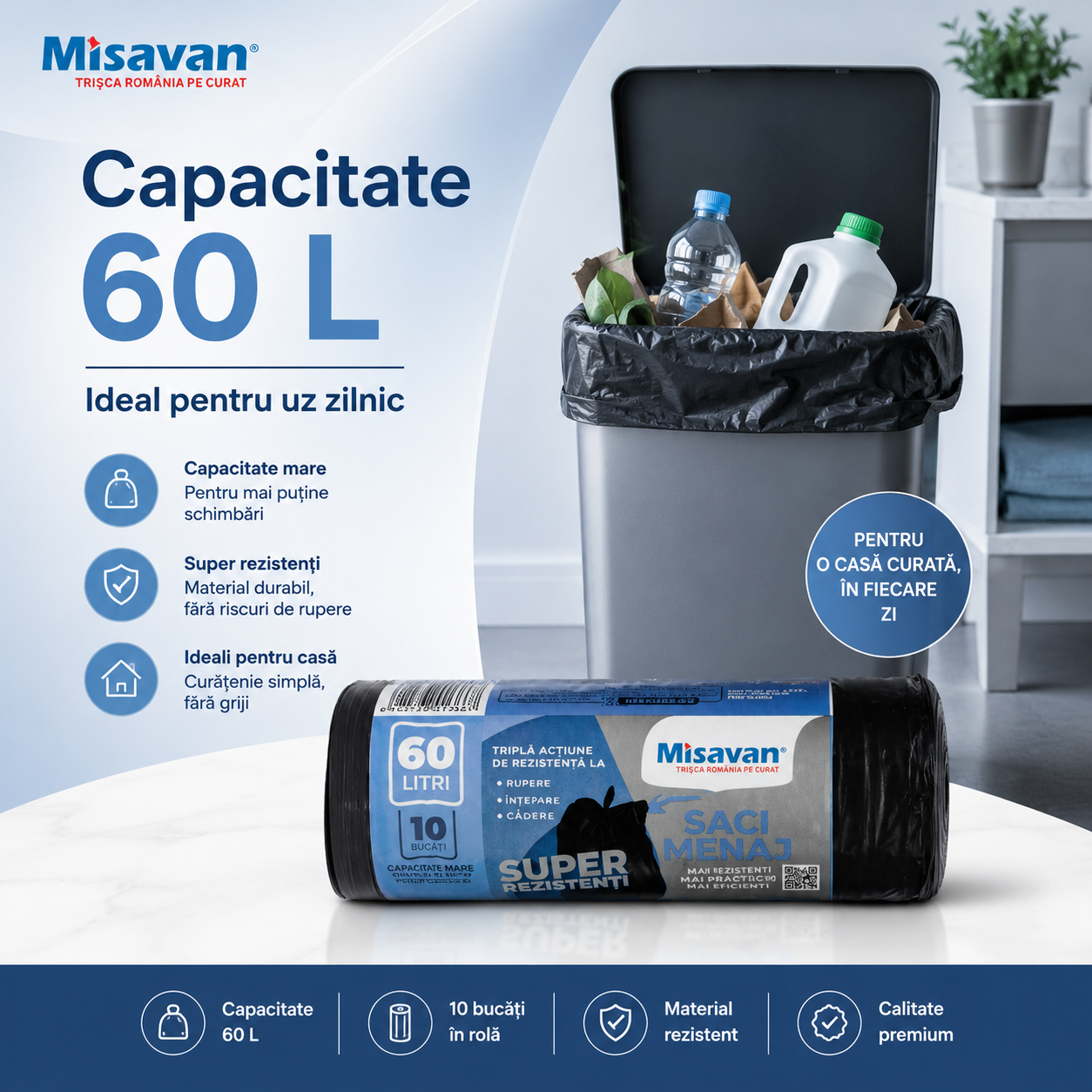 Misavan Saci Menajeri Super Rezistenți 60 L 10 Bucăți Negri [3]