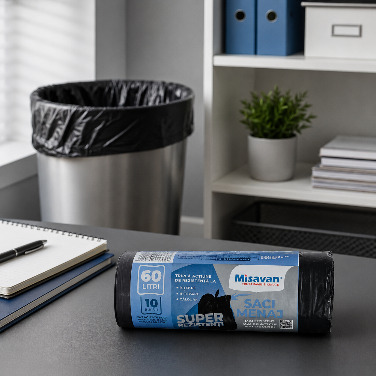Misavan Saci Menajeri Super Rezistenți 60 L 10 Bucăți Negri [2]