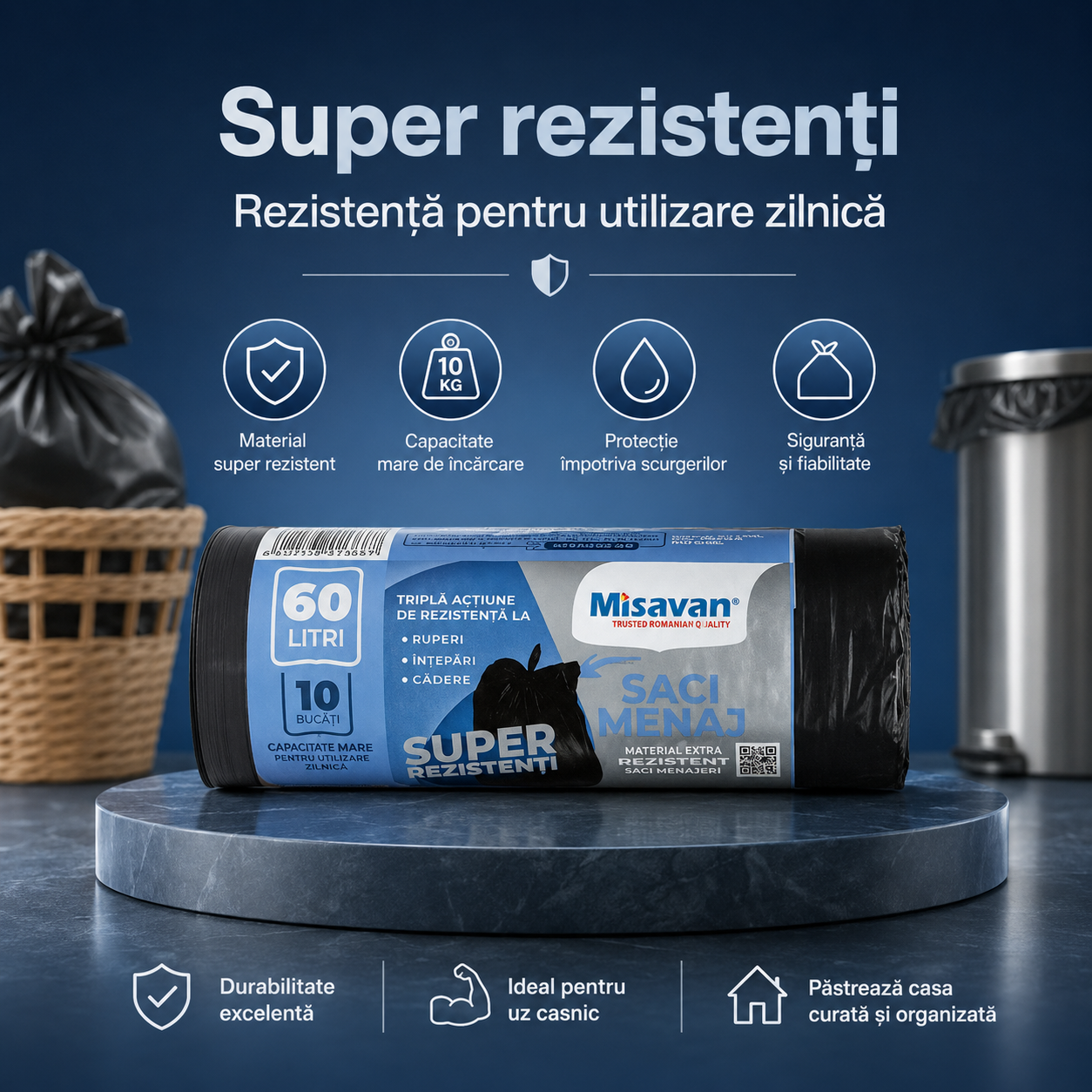 Misavan Saci Menajeri Super Rezistenți 60 L 10 Bucăți Negri [5]