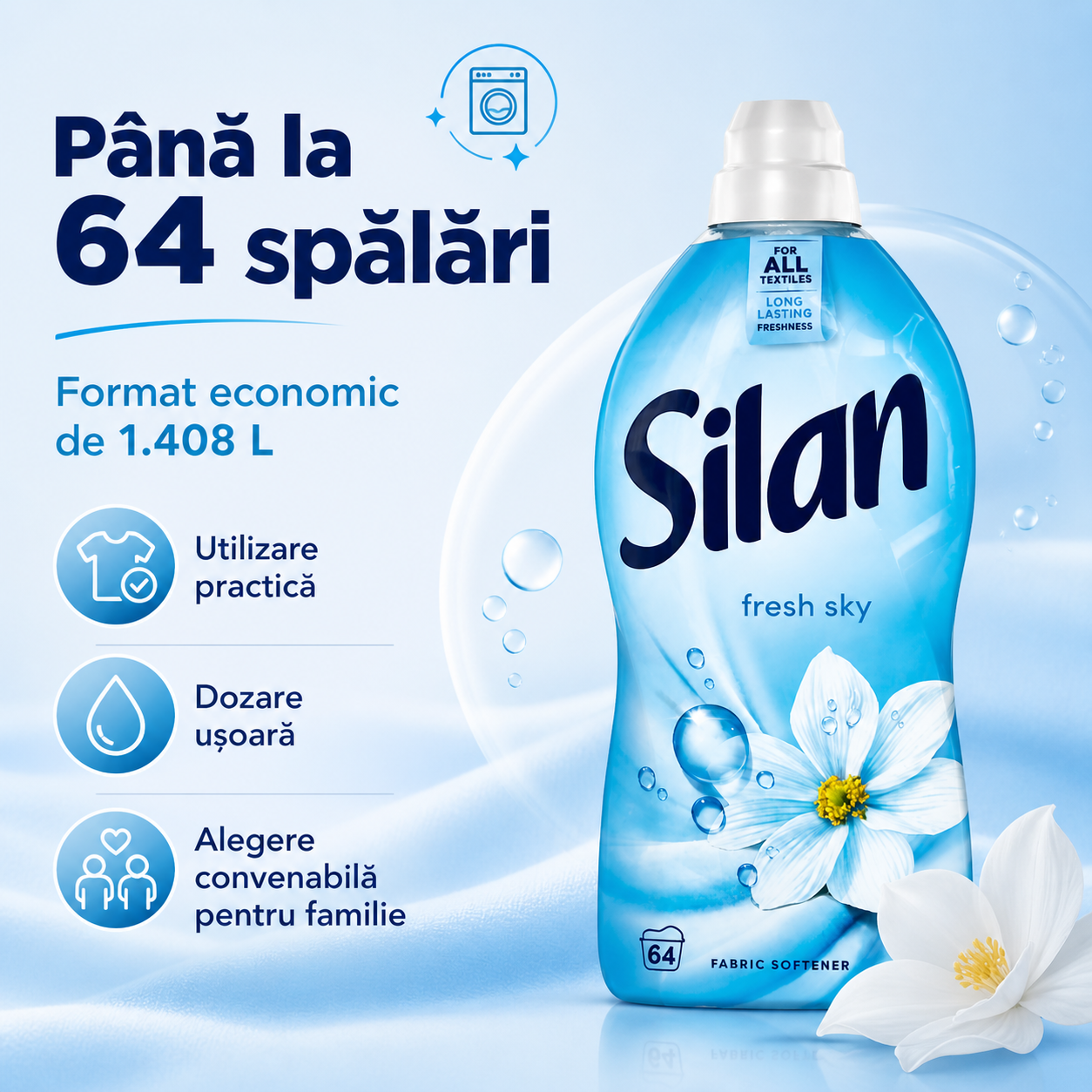 Silan Fresh Sky Balsam de Rufe 1.408 L 64 Spălări [2]