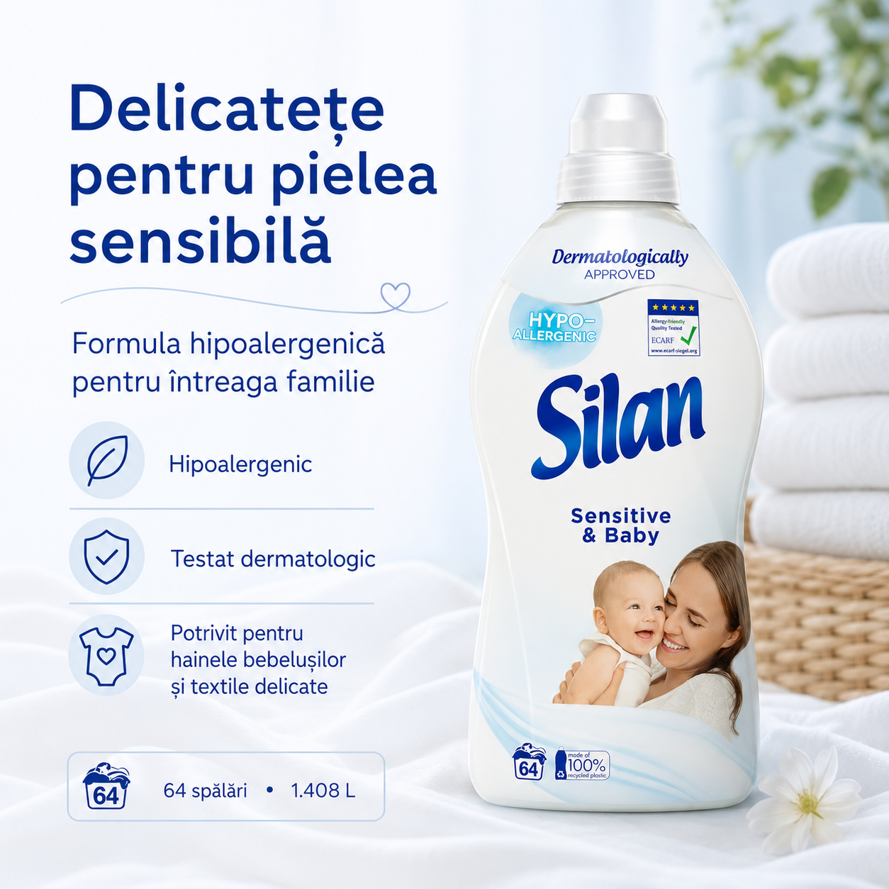 Silan Sensitive & Baby Balsam de Rufe 1.408 L 64 Spălări [2]