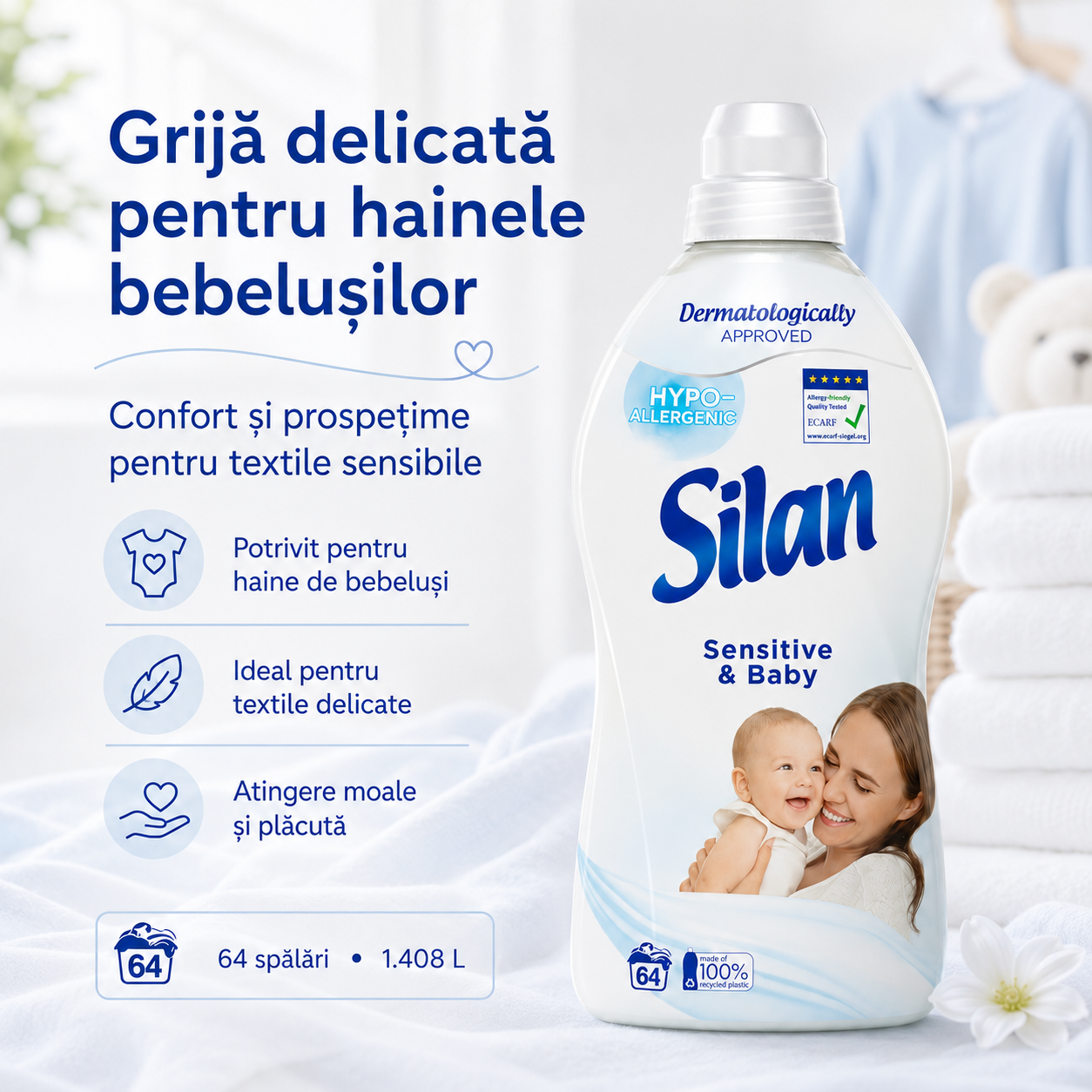 Silan Sensitive & Baby Balsam de Rufe 1.408 L 64 Spălări [3]