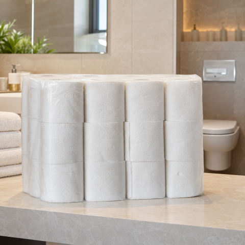 Hârtie igienică - Hârtie igienică Hotel albă, 2 straturi – set 24 role