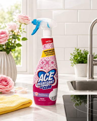 Curățenie baie - ACE Spray Degresant cu Clor Trandafir 650 ml