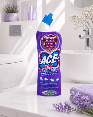 Curățenie baie - ACE Ultra Power Gel Înălbitor și Degresant Floral 750 ml