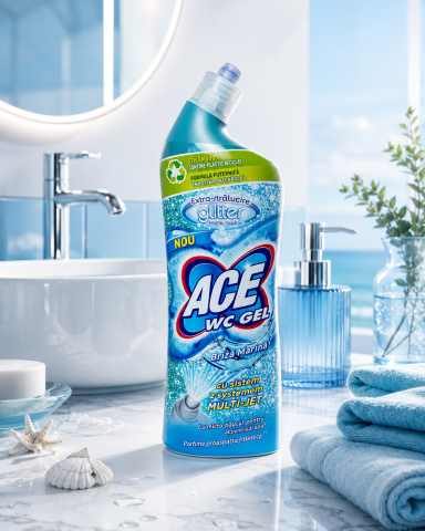 Solutii anti-calcar - ACE WC Glitter Gel Decalcifiant Briză Marină 700 ml