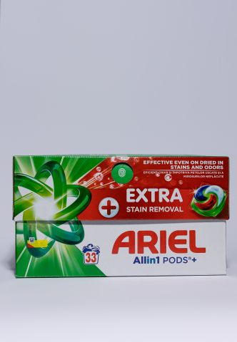 Detergenți și balsam rufe - Ariel  All in One Pods + Extra Stain Removal, detergent automat de rufe, capsule, 33 buc