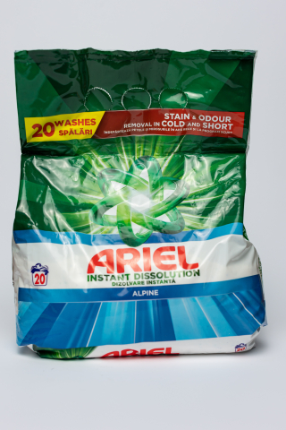 Detergent de rufe pudra - Ariel Alpine, detergent automat de rufe, pudra, 20 spalari, 1.3 kg