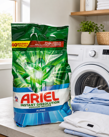 Detergent rufe pudră - Ariel Instant Dissolution Alpine Detergent Automat de Rufe Pudra 40 Spalari 2.6 kg