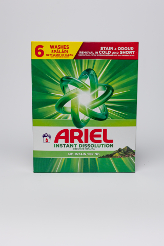 Detergent de rufe pudra - Ariel Mountain Spring, detergent automat de rufe, pudra, 6 spalari, 390 g