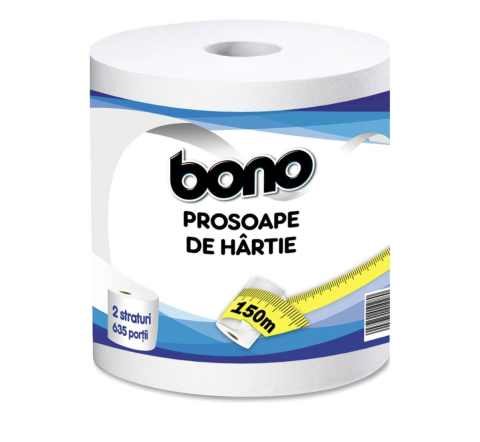 Prosoape de hartie si servetele - Bono, prosop hartie bucatarie, 2 straturi, 635 foi, 150 m, 1 rola