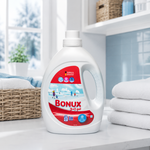 Detergent  rufe lichid - Bonux 3 în 1 Polar Ice Fresh Detergent Automat de Rufe Gel 36 Spălări 1.8 L