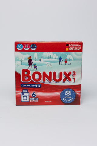 Detergenți și balsam rufe - Bonux  3 in 1 Polar Ice Fresh, detergent automat de rufe, pudra, 6 spalari, 390 g