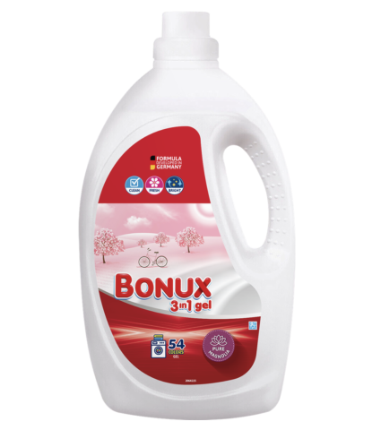 Detergent  rufe lichid - Bonux 3 in 1 Pure Magnolia, detergent automat de rufe, gel, 54 spalari, 2.7 l