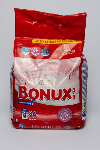 Detergent de rufe pudra - Bonux 3 in 1 Pure Magnolia, detergent automat de rufe, pudra, 36 spalari, 2.34 kg