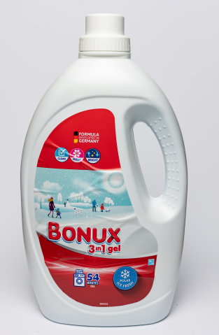 Detergent  rufe lichid - Bonux 3 in 1 White Ice Fresh, detergent automat de rufe, gel, 54 spalari, 2.7 L