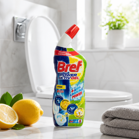 Curățenie baie - Bref Power Aktiv Gel Lemon pentru Toaletă, 700 ml