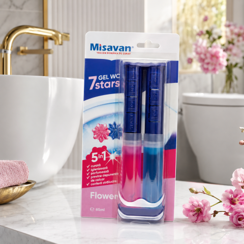 Curățenie baie - Misavan 7 Stars Gel WC Flower Odorizant Toaletă 65 ml