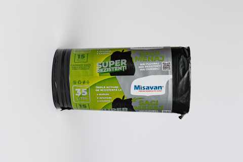Accesorii curatenie - Saci menajeri Misavan 35l, 15 buc, negru