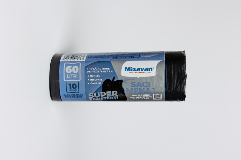 Accesorii curatenie - Saci menajeri Misavan 60l, 10 buc, negru