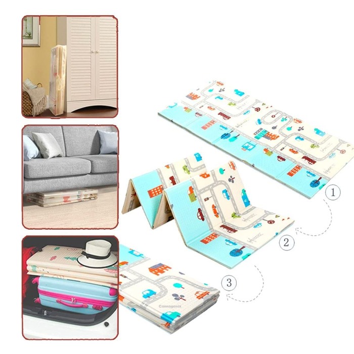 Covor joaca pliabil doua fete 2000x1800x10 mm, balena/oras [8]