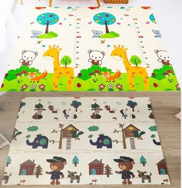 Covor joaca pliabil doua fete 2000x1800x10 mm, girafa masuratoare/padure [11]