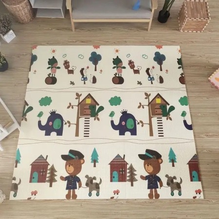 Covor joaca pliabil doua fete 2000x1800x10 mm, girafa masuratoare/padure [3]