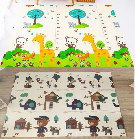 Covor joaca pliabil doua fete 2000x1800x10 mm, girafa masuratoare/padure [10]