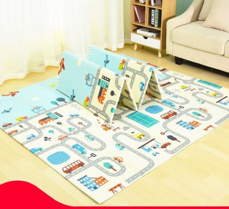 Covor joaca pliabil doua fete 2000x1800x10 mm, oras/girafa masuratoare [2]