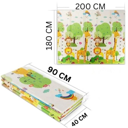 Covor joaca pliabil doua fete 2000x1800x10 mm, oras/girafa masuratoare [3]