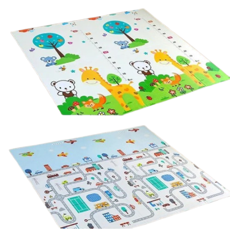 Camera copilului - Covor joaca pliabil doua fete 2000x1800x10 mm, oras/girafa masuratoare