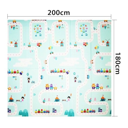 Covor joaca pliabil doua fete 2000x1800x10 mm, unicorn/trenulet [2]