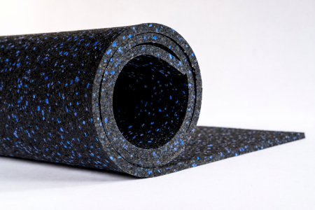 Pardoseala sport din cauciuc premium la rolă de 12.5 mp, grosime 6mm, negru + 10 % EPDM albastru [1]