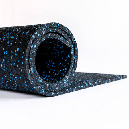 Pardoseala sport din cauciuc premium la rolă de 12.5 mp, grosime 6mm, negru + 10 % EPDM albastru [0]