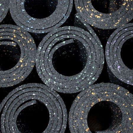 Role cauciuc - Pardoseala sport din cauciuc premium la rolă de 12.5 mp, grosime 6mm, negru + 10 % EPDM galben