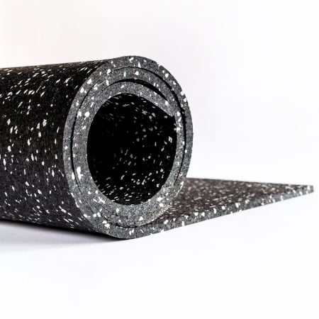 Săli Fitness - Pardoseala sport din cauciuc premium la rolă de 12,5 mp, grosime 8mm, negru +10% EPDM alb