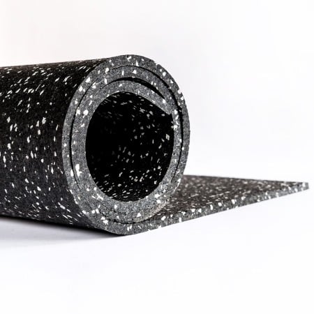 Role cauciuc - Pardoseala sport din cauciuc premium la rolă de 12,5 mp, grosime 8mm, negru +10% EPDM alb