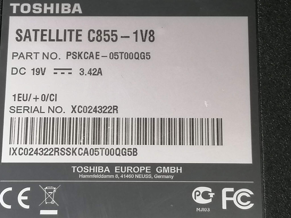 Carcasa completa Toshiba Satellite C855 - 1V8 / PSKCAE – Carcasă + Placa de baza functionala + CPU + Cooler + Radiator [2]