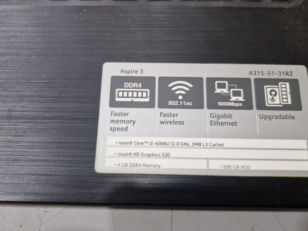 Carcasa Laptop Completa Acer Aspire 3 A315-51 A315-51-31RZ cu Tastatura Balamale Cabluri, Second Hand [5]