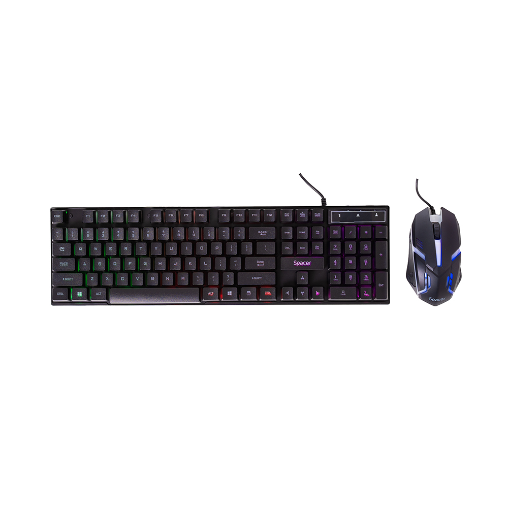 KIT Gaming SPACER SP-GK-01 – Tastatura RGB Rainbow + Mouse optic 7 culori [2]
