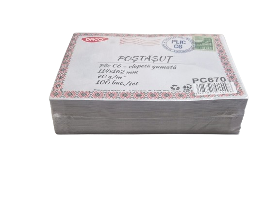 Plic C6 – Clapeta gumata – 114x162 mm – 70 g/mp – Set 100 bucati [2]
