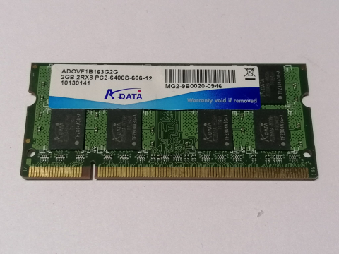 Memorii RAM - A‑DATA 2GB DDR2 800MHz – Memorie RAM SODIMM 2Rx8 pentru laptop / ADOVF1B163G2G