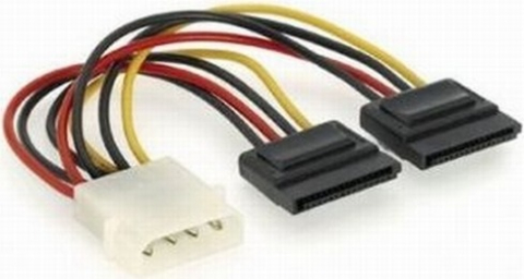 Piese - componente PC - Adaptor Alimentare Molex la 2× SATA – 15 cm – Nou