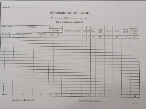 Pentru firmă - Borderou de achizitii – Format A4 – 100 file – Necopiativ
